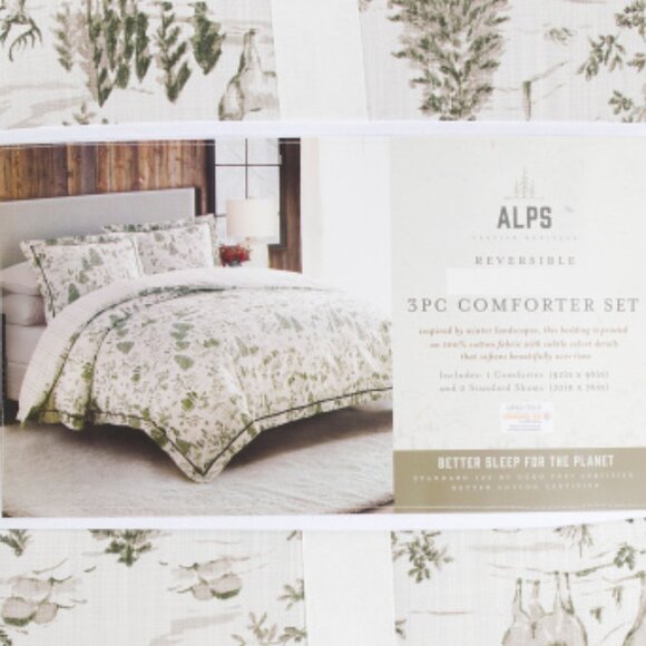 ENVOGUE Green/Beige Cotton Slub Alps Comforter Set - Picture 2 of 4